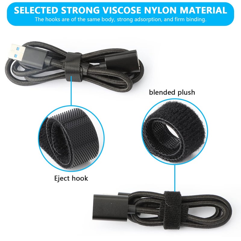Pasow 60pcs Fastening Microfiber Cloth Cable Ties Wire Management(6/7/8 Inch, Black) - Image 5